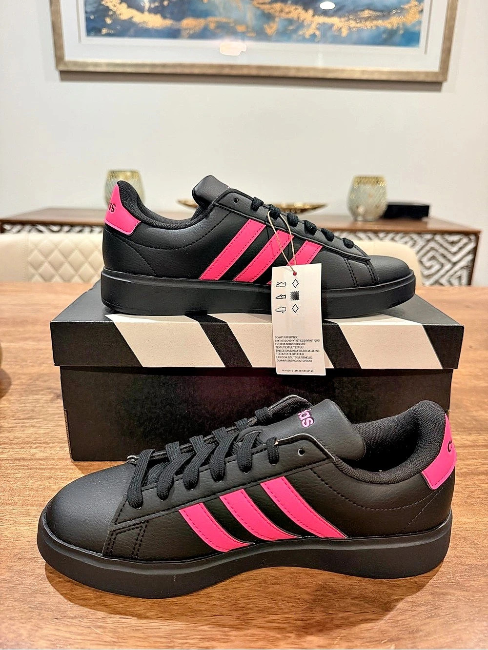 Adidas Grand Court 2.0 Black & Pink 6.5W/5M BNIB